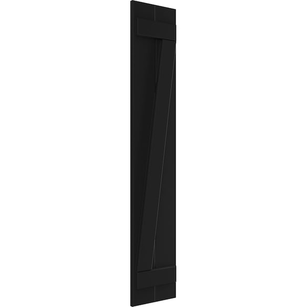 True Fit PVC Two Board Joined Board-n-Batten Shutters W/Z-Bar, Black , 10 3/4W X 42H